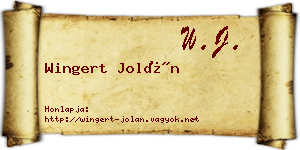 Wingert Jolán névjegykártya