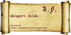 Wingert Jolán névjegykártya